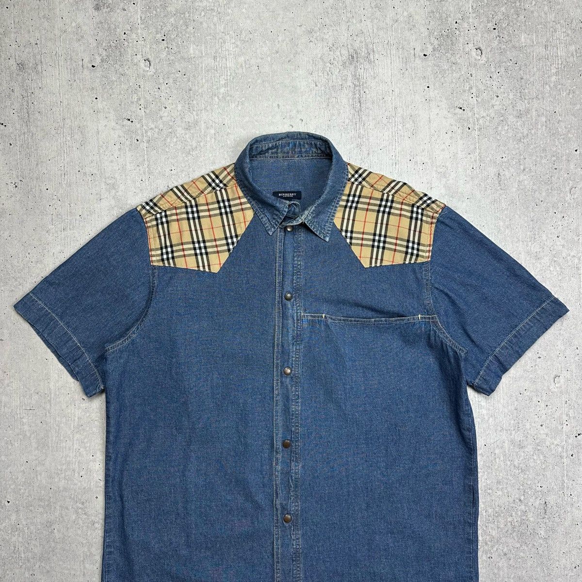 Burberry × Vintage Burberry Denim Shirt Nova Check Stud Buttons Size US L / EU 52-54 / 3 - 2 Thumbnail