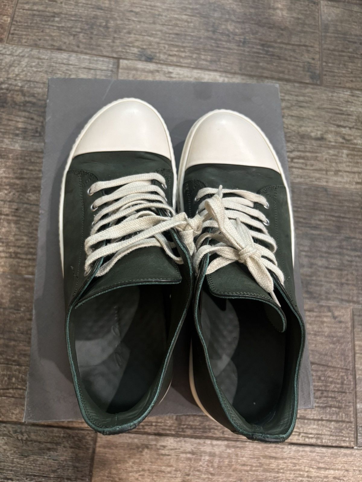 Rick Owens Mainline Green Waxed Leather Ramones Low Size US 10 / EU 43 - 4 Thumbnail