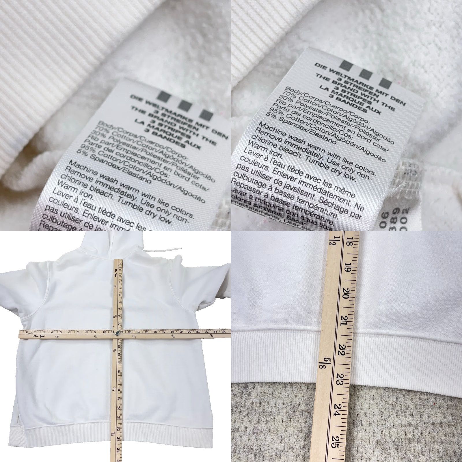 Adidas Adidas Hoodie Men XL White Sweatshirt Pullover Hooded Sport Street Hipster Retro Classic Logo Size US XL / EU 56 / 4 - 8 Thumbnail