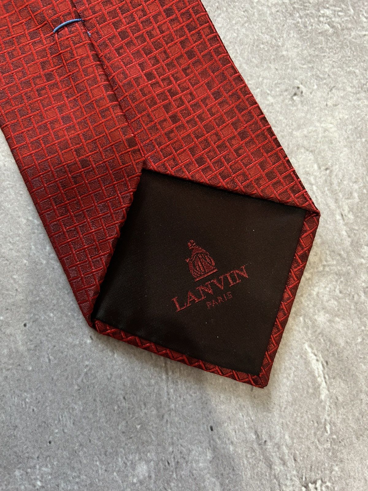Designer × Lanvin Lanvin Red Abstract Block Print Pattern Silk Tie 57" Size ONE SIZE - 5 Thumbnail