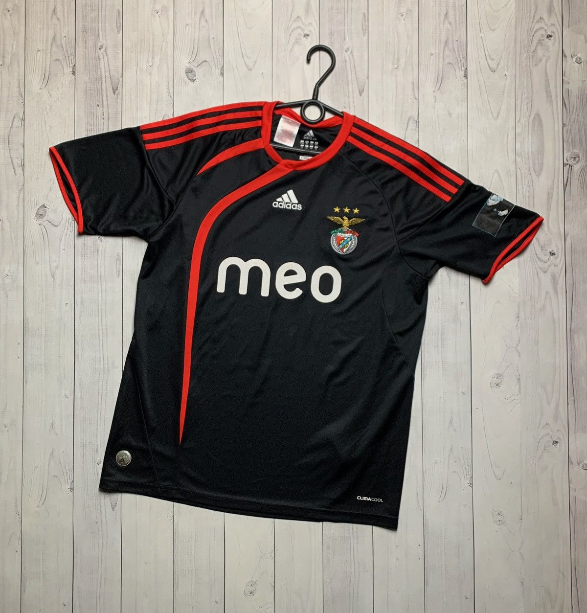 Vintage adidas Benfica soccer jersey size S black rare