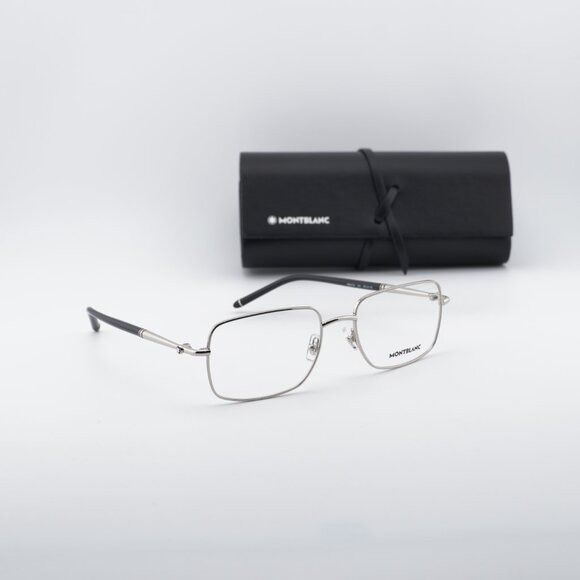 Montblanc Montblanc MB0072O 002 Eyeglasses Silver/Black 55mm Rectangle Size ONE SIZE - 10 Thumbnail