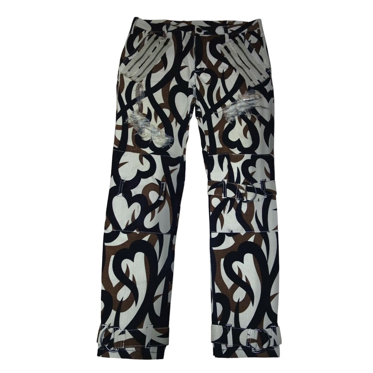 Number (N)ine Number Nine 04AW “Give Peace a Chance” Bondage Damage Pants Size US 40 / EU 56 - 1 Thumbnail