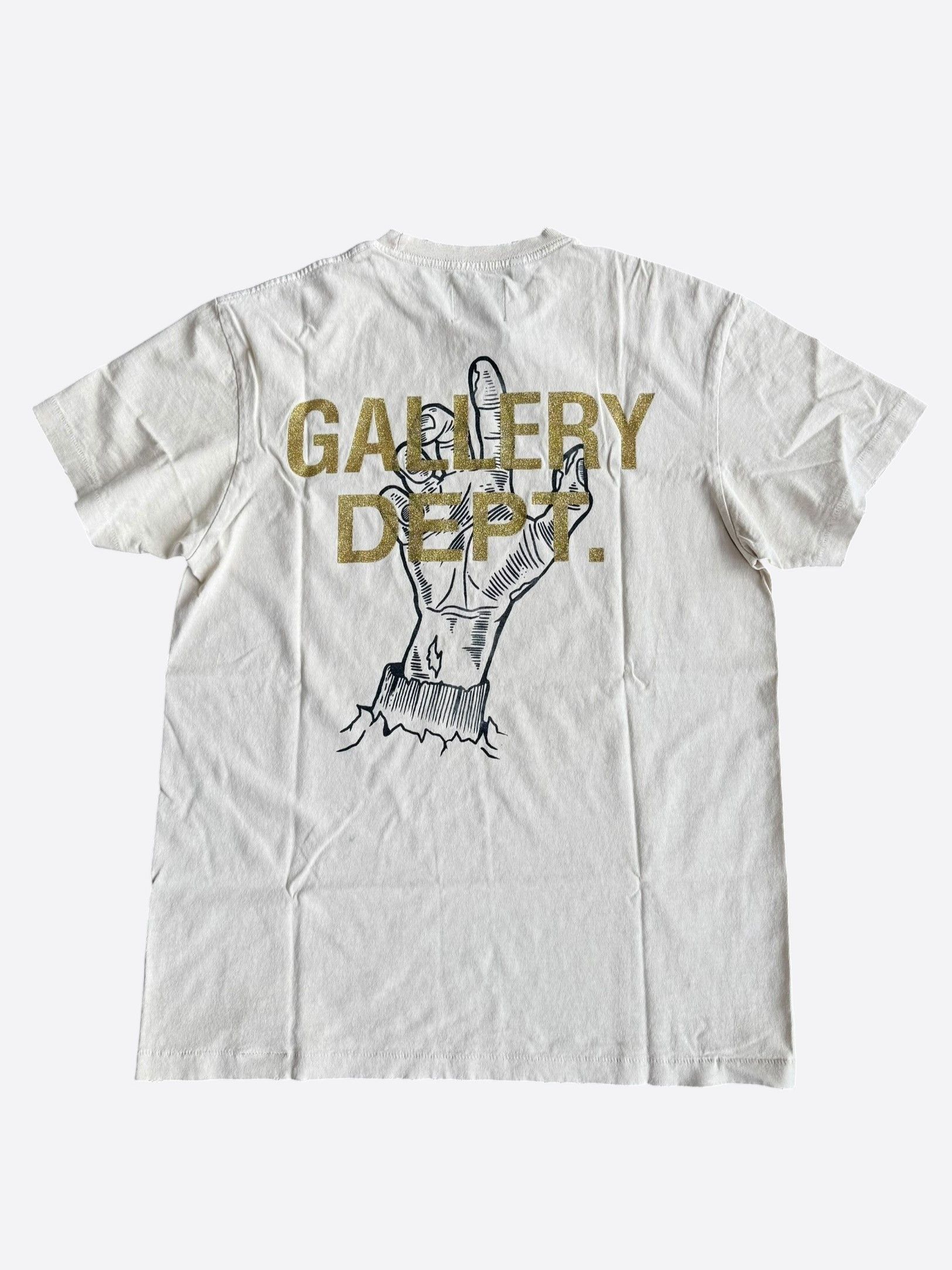 Gallery Dept. Antique White & Black Buried Alive Glitter Logo T-Shirt Size US M / EU 48-50 / 2 - 2 Thumbnail