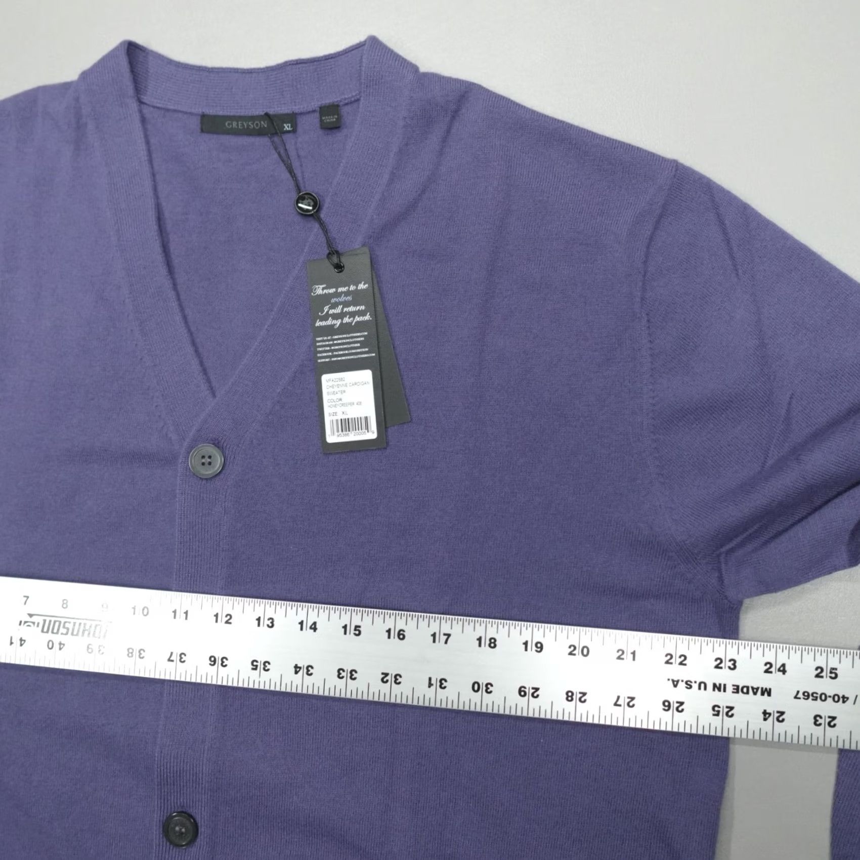 Vintage Greyson Cardigan Sweater Mens XL Purple Honeycreeper Nylon Wool V-Neck Button Modern - 000 Size US XL / EU 56 / 4 - 7 Thumbnail