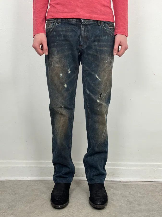 Dolce & Gabbana AW2005 Dolce & Gabbana Blue Faded Distressed Denim Jeans Size US 32 / EU 48 - 2 Thumbnail