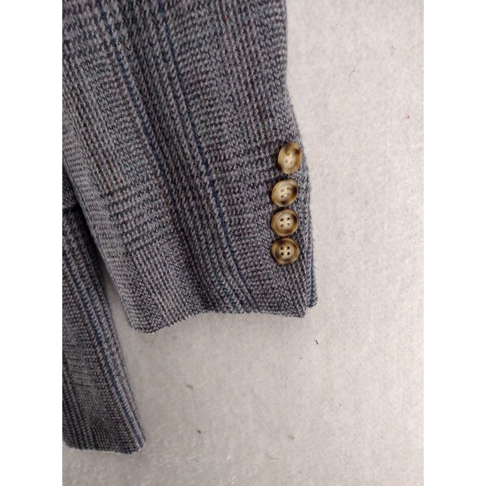 Vintage VINTAGE John Weitz Blazer 40R Gray Wool-Tweed Herringbone Sport Coat USA Mens Size 40R - 2 Thumbnail
