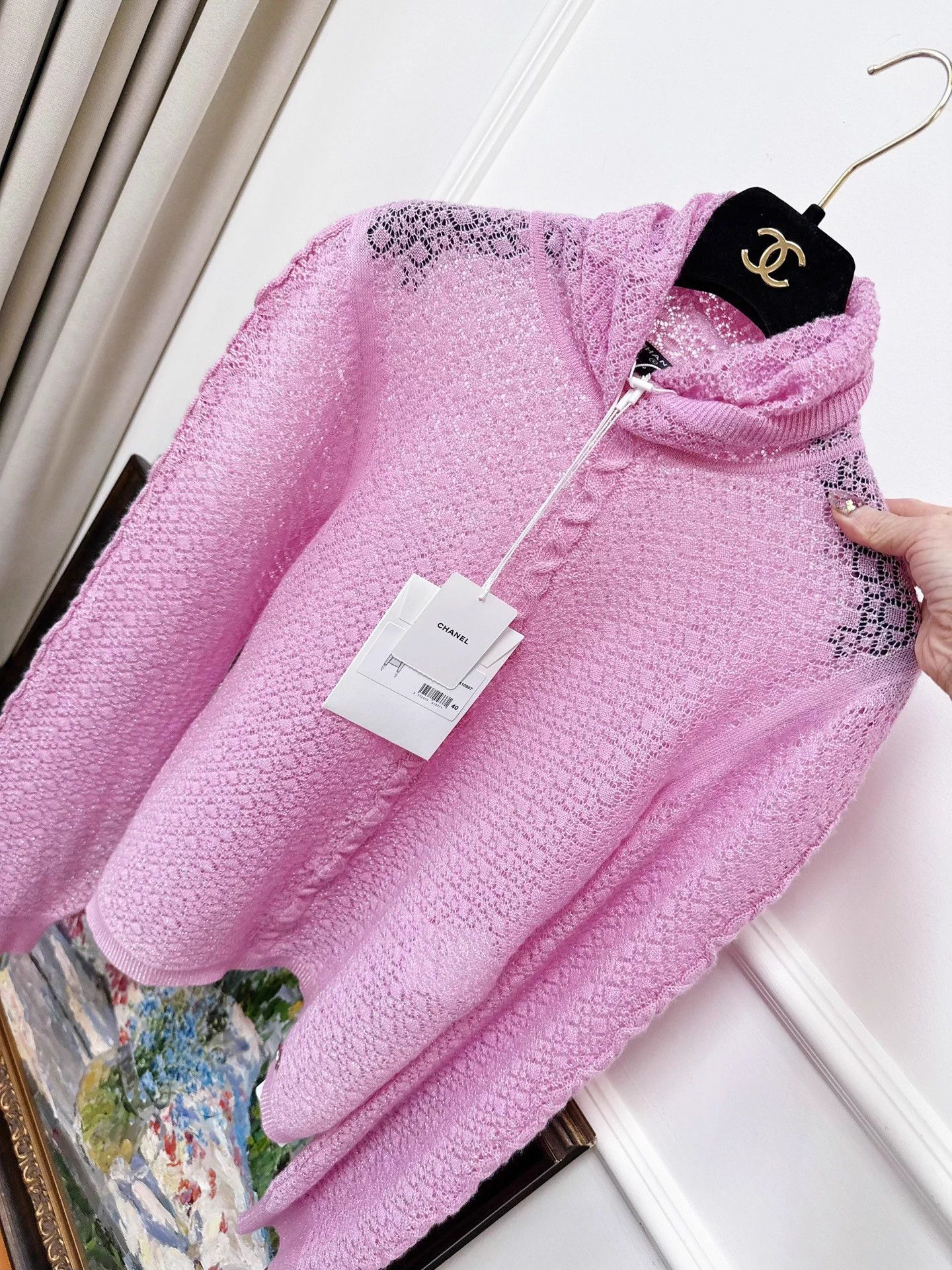 Chanel Chanel 23B Peach Glitter Turtleneck Knit LS Top 40 Size M / US 6-8 / IT 42-44 - 7 Thumbnail