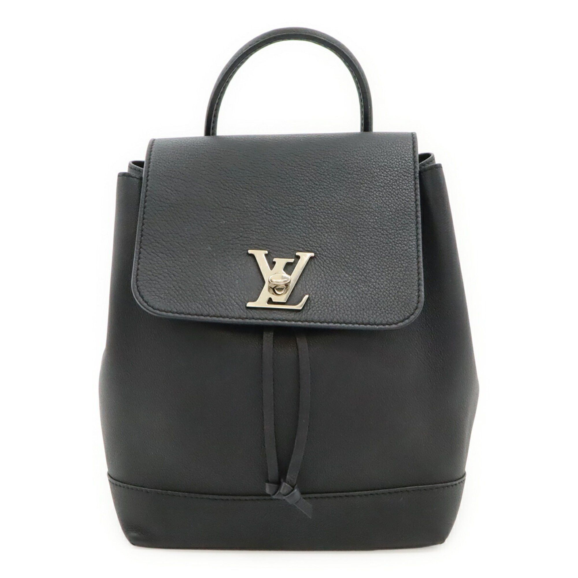LOUIS VUITTON LockMe Backpack Turnlock Calfskin Leather Noir Black M41815