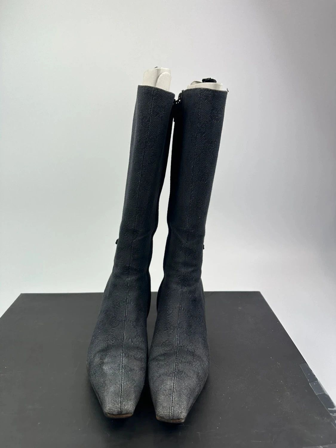 Gucci Gucci Black Monogram Boots Heels talon bout pointu Size US 6.5 / IT 36.5 - 4 Thumbnail