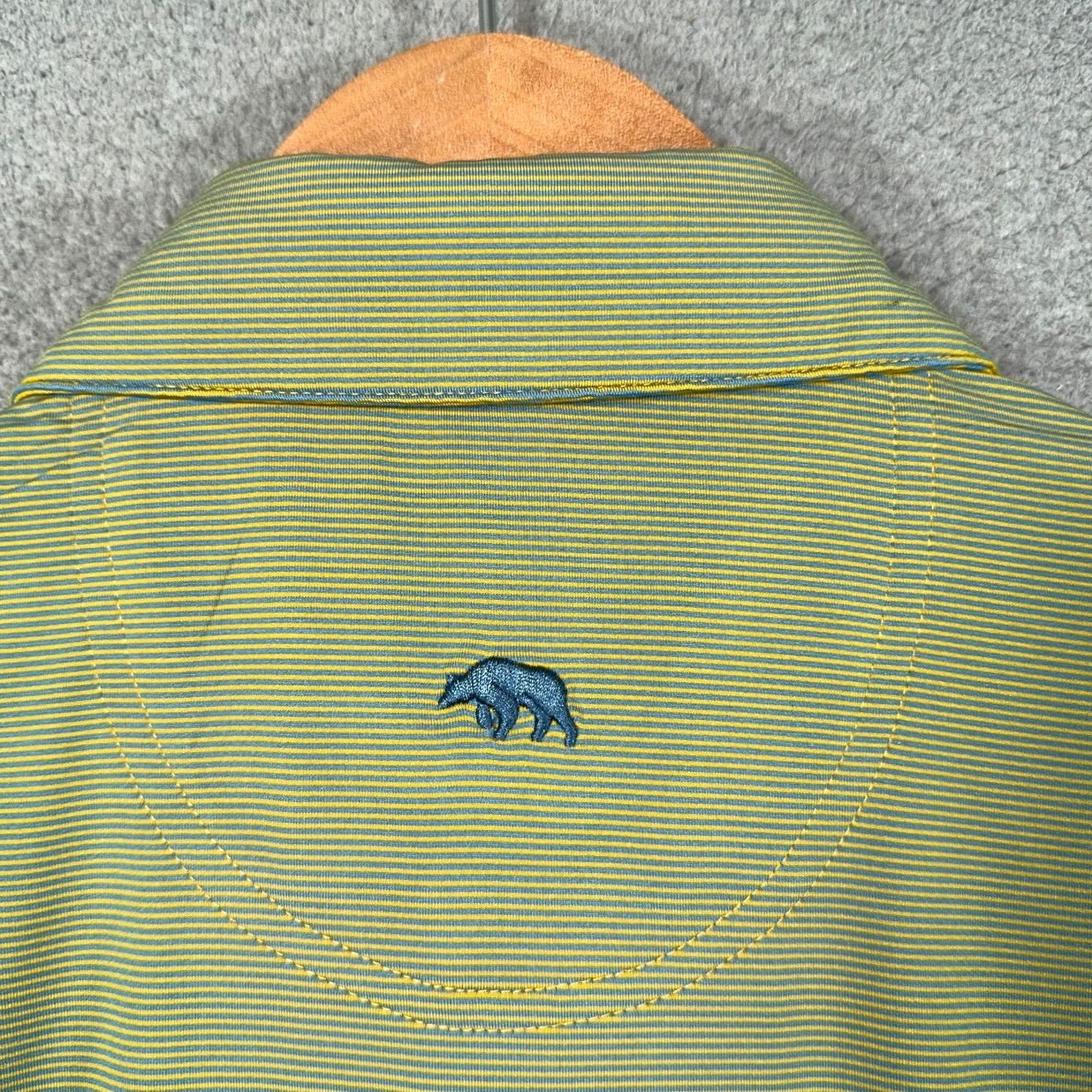 Vintage Onward Reserve Polo Mens M Green Blue Yellow Pinstripe Short Sleeve Button Collar Logo Performance Golf Shirt Size US M / EU 48-50 / 2 - 2 Thumbnail