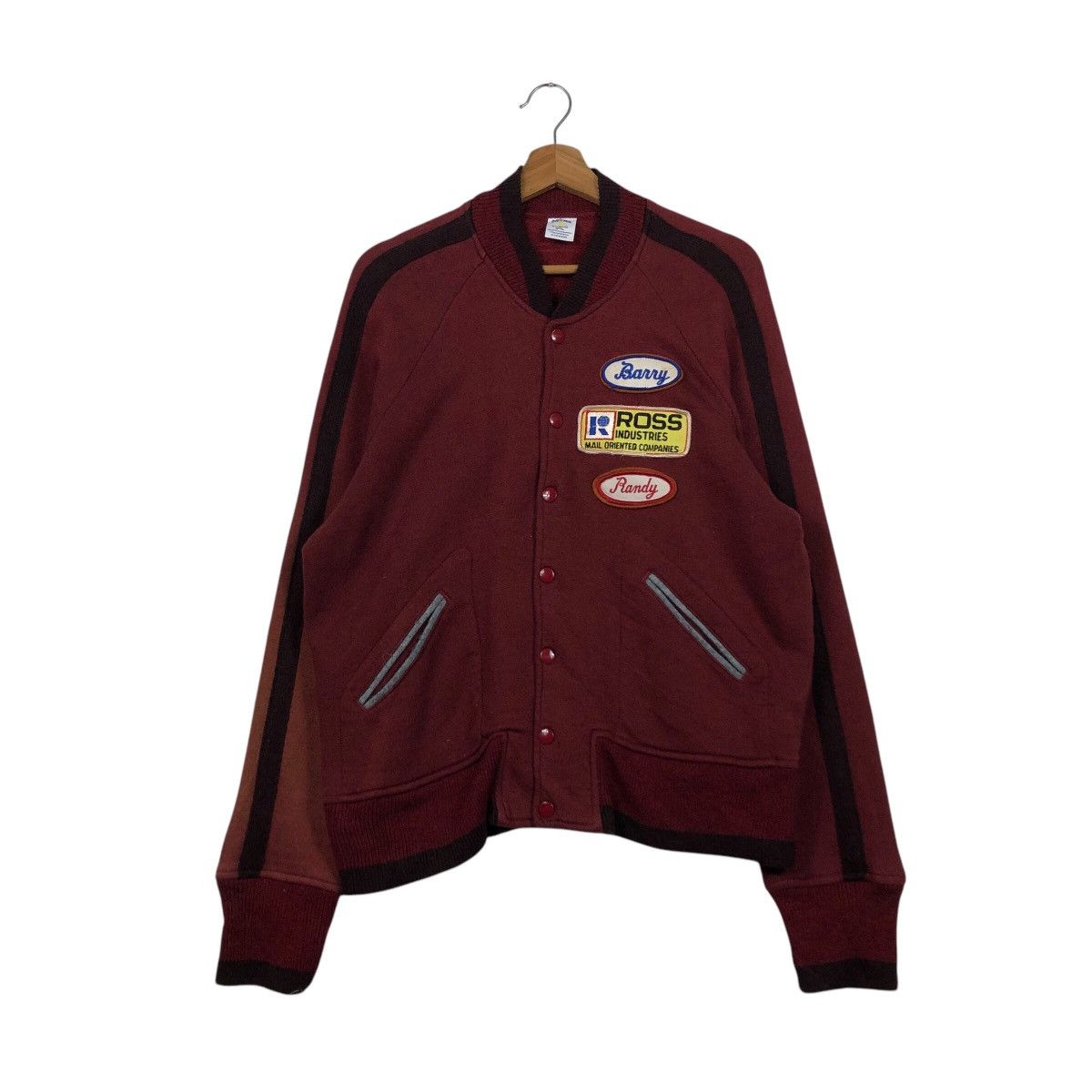 Japanese Brand Vintage Sportswear Patch Varsity Jacket Deep Burgundy Raglan Size US S / EU 44-46 / 1 - 2 Thumbnail