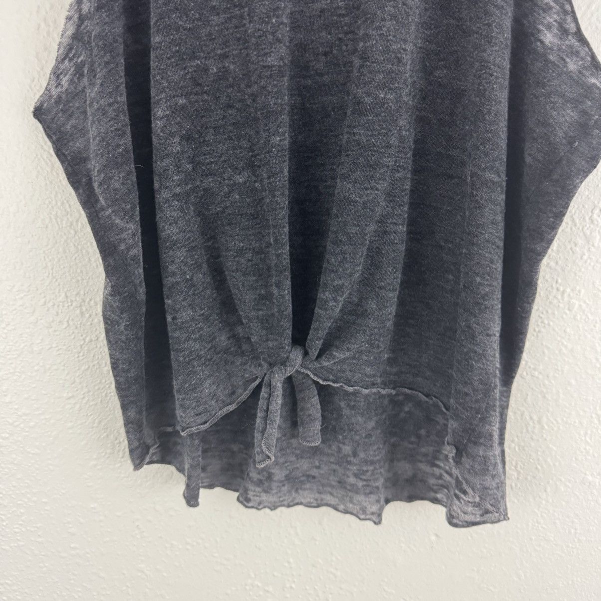 Chaser Brand CHASER Black Acid Wash Semi Sheer Beer Tie Front Tank Top Size M / US 6-8 / IT 42-44 - 4 Thumbnail