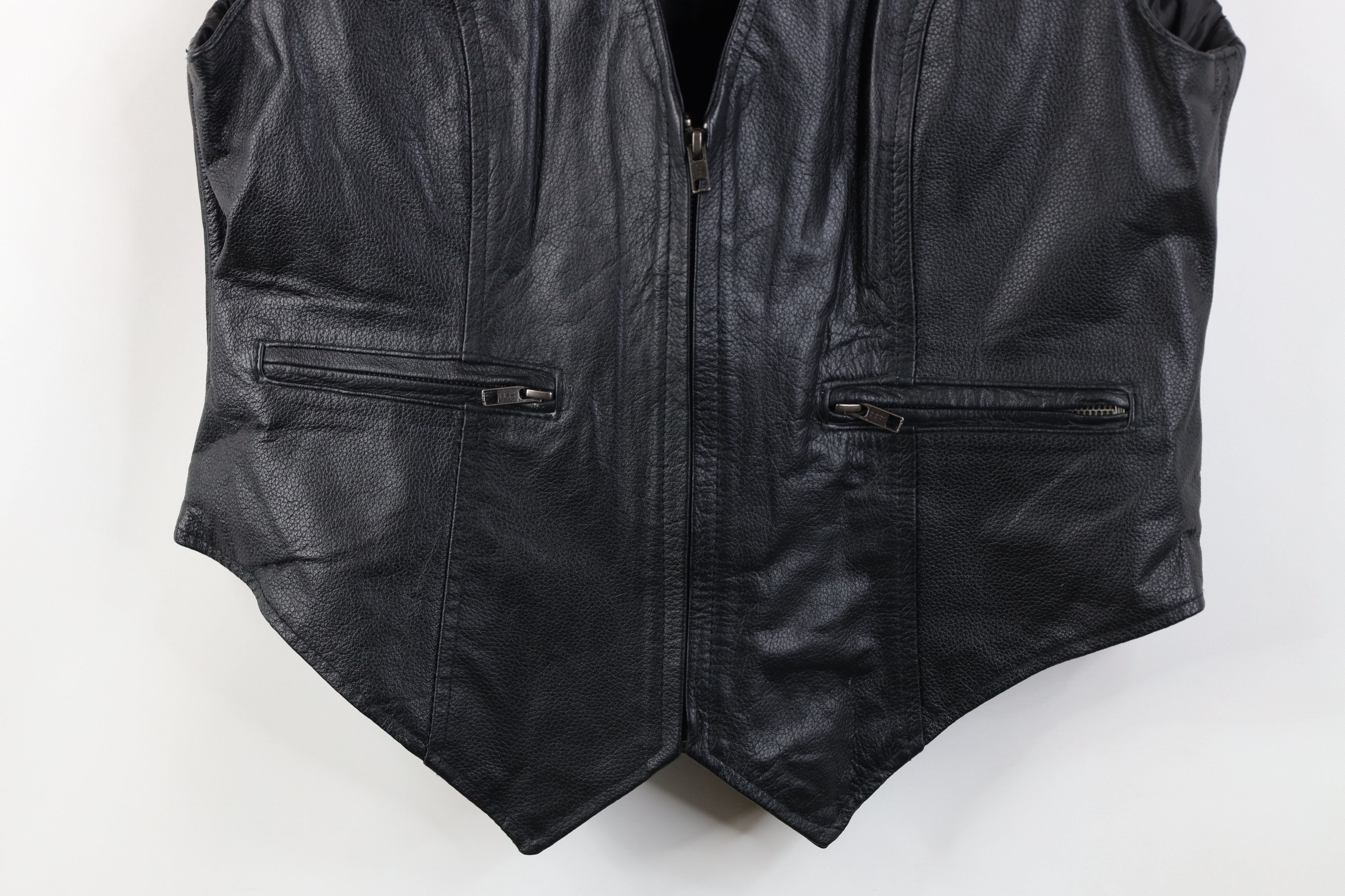 Vintage Vintage 90s Streetwear Wear Black Leather Motorcycle Vest Size XXL / US 16-18 / IT 52-54 - 3 Thumbnail