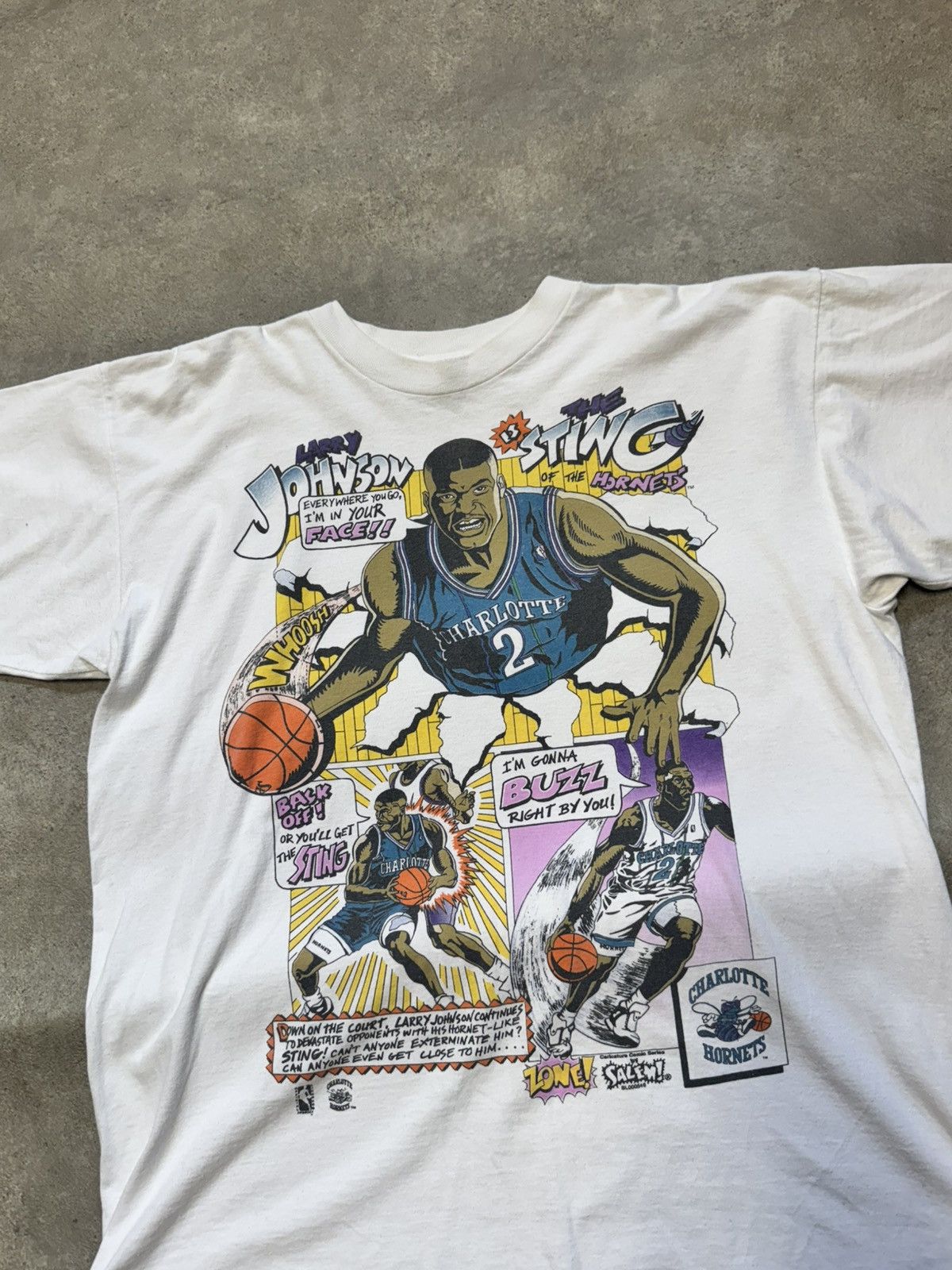 Salem Sportswear Vintage Larry Johnson X Charlotte Hornets Single Stitch Size US XL / EU 56 / 4 - 3 Thumbnail