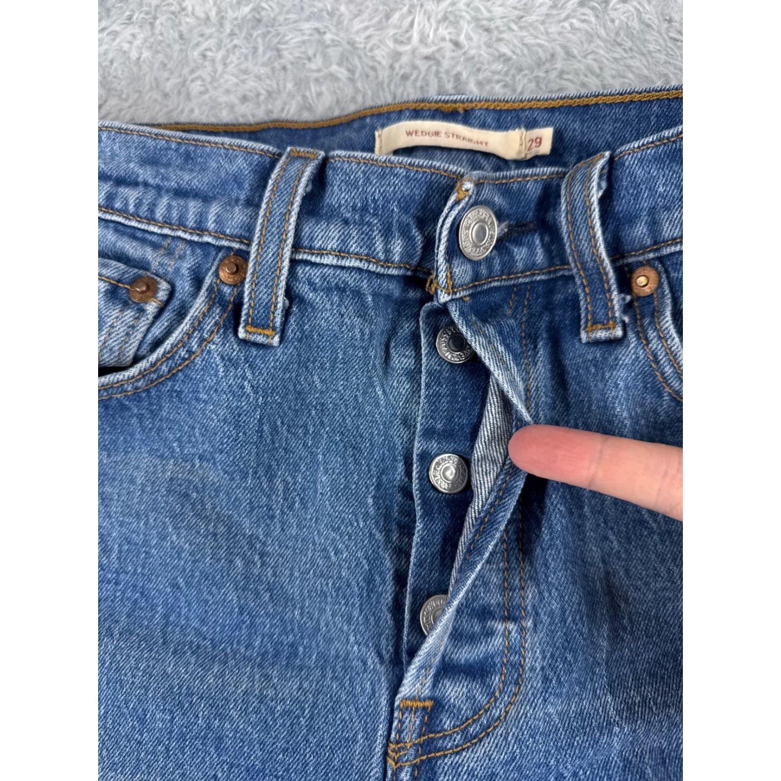 Levi's Levi's Jeans Womens 29 Blue Denim Wedgie Straight Button 28x24 Vintage No Size 29" - 5 Thumbnail