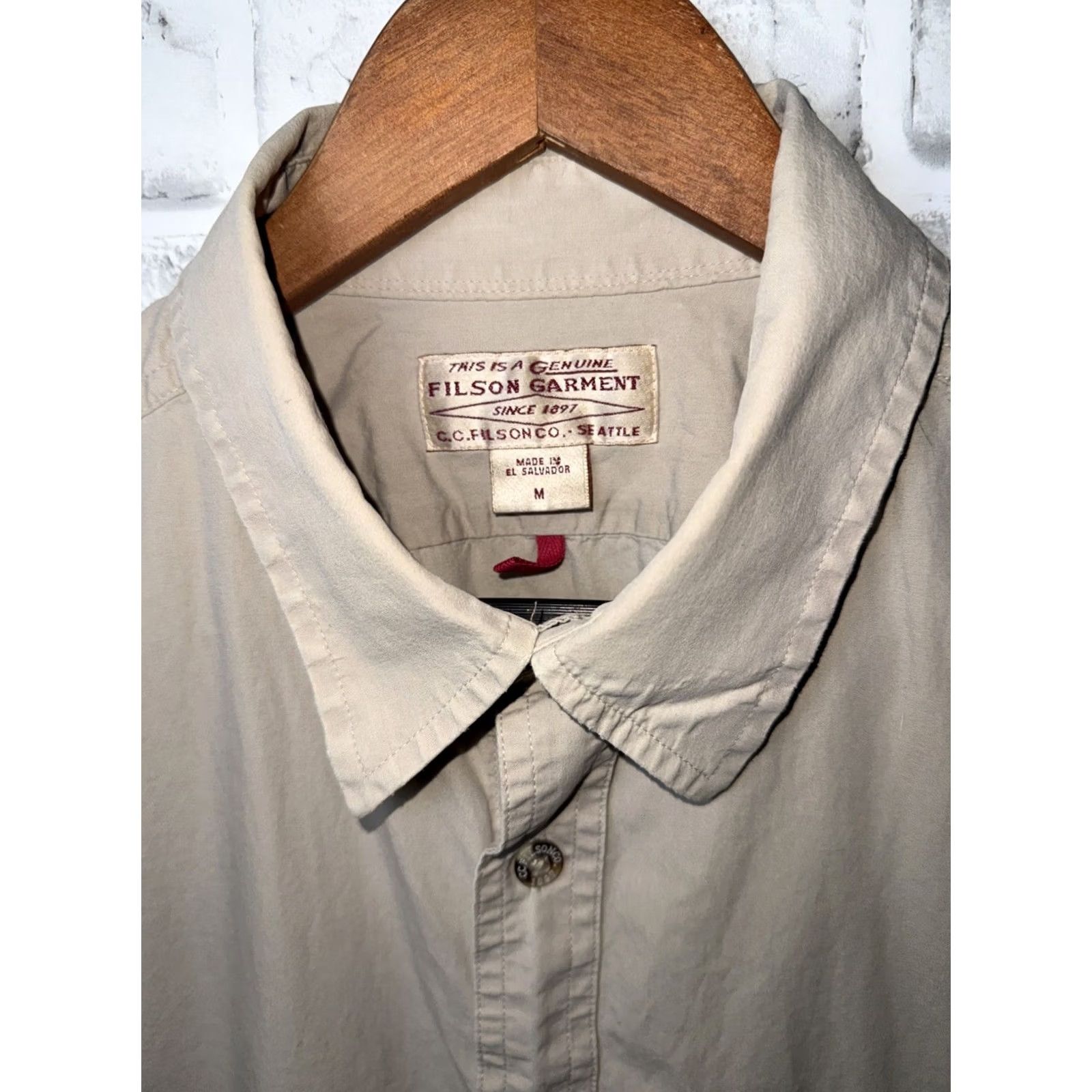Filson FILSON Beige Short Sleeve Button-Up Mens M Regular Size Shirt Size US 31 - 2 Thumbnail