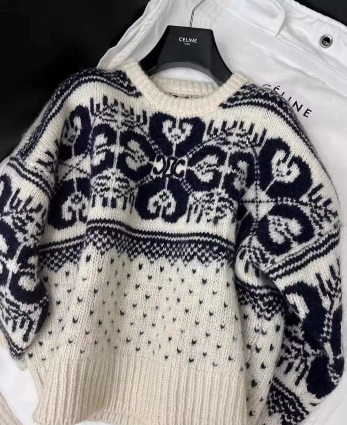 Celine Celine Triomphe Fair Isle Wool-Cashmere Sweater M Size M / US 6-8 / IT 42-44 - 8 Thumbnail