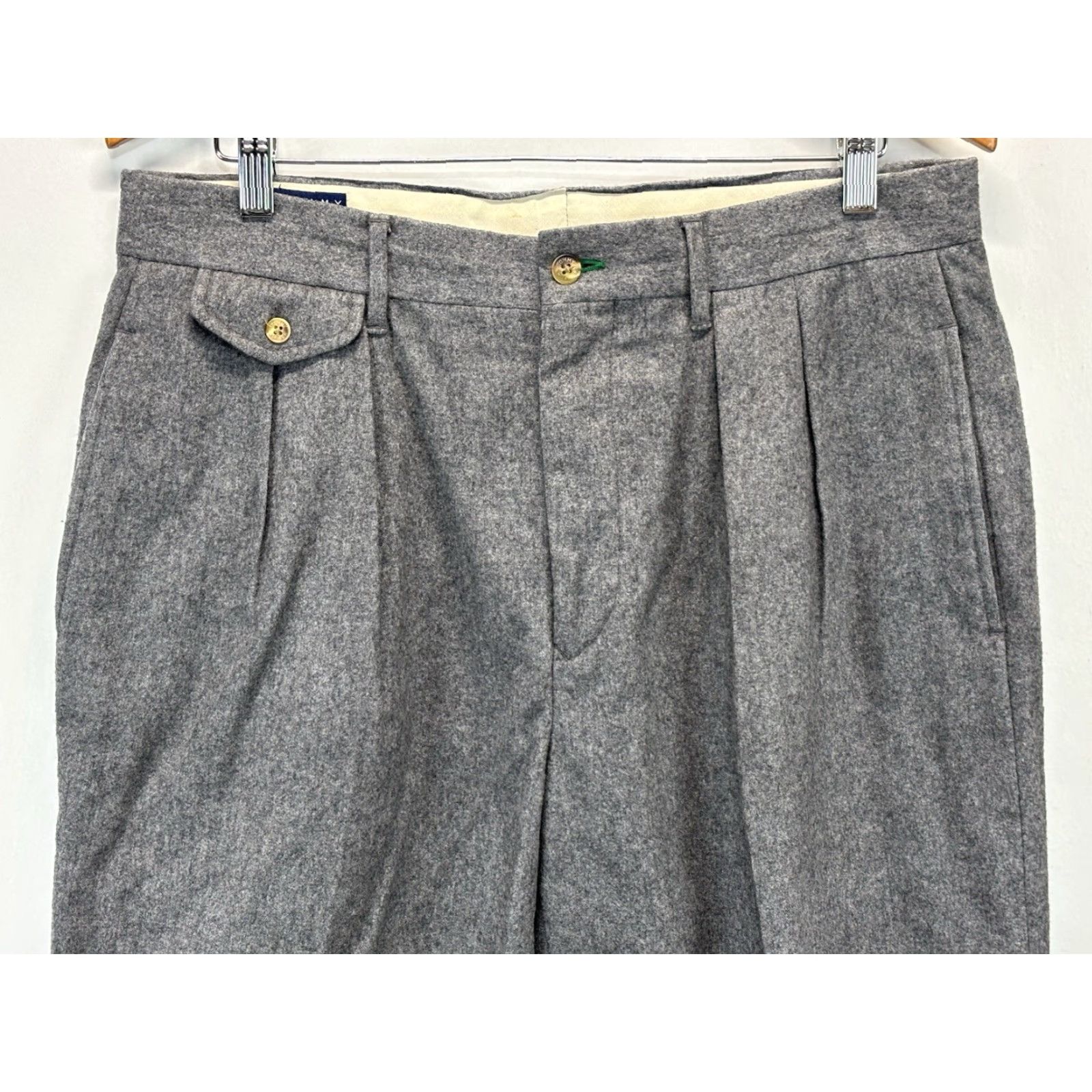 Tommy Hilfiger VINTAGE Tommy Hilfiger Dress Pants Mens Wool Blend Pleated 34x28 Grey 90s Preppy Size US 34 / EU 50 - 2 Thumbnail