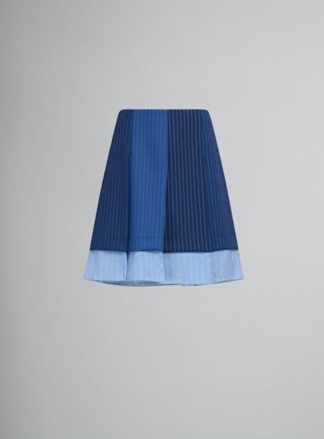 Marni oc11z0525 Pinstripe Wool Mini Skit in Blue Size 28" / US 6 / IT 42 - 1 Thumbnail