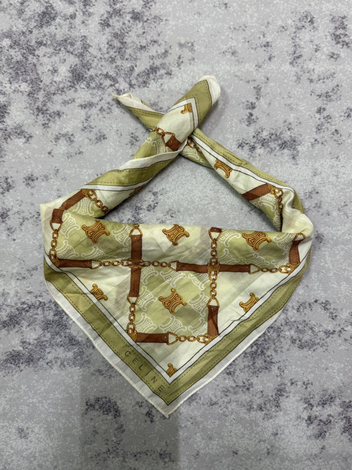 Celine Celine Handkerchief/Pocketsquares Olive Green Size ONE SIZE - 4 Thumbnail