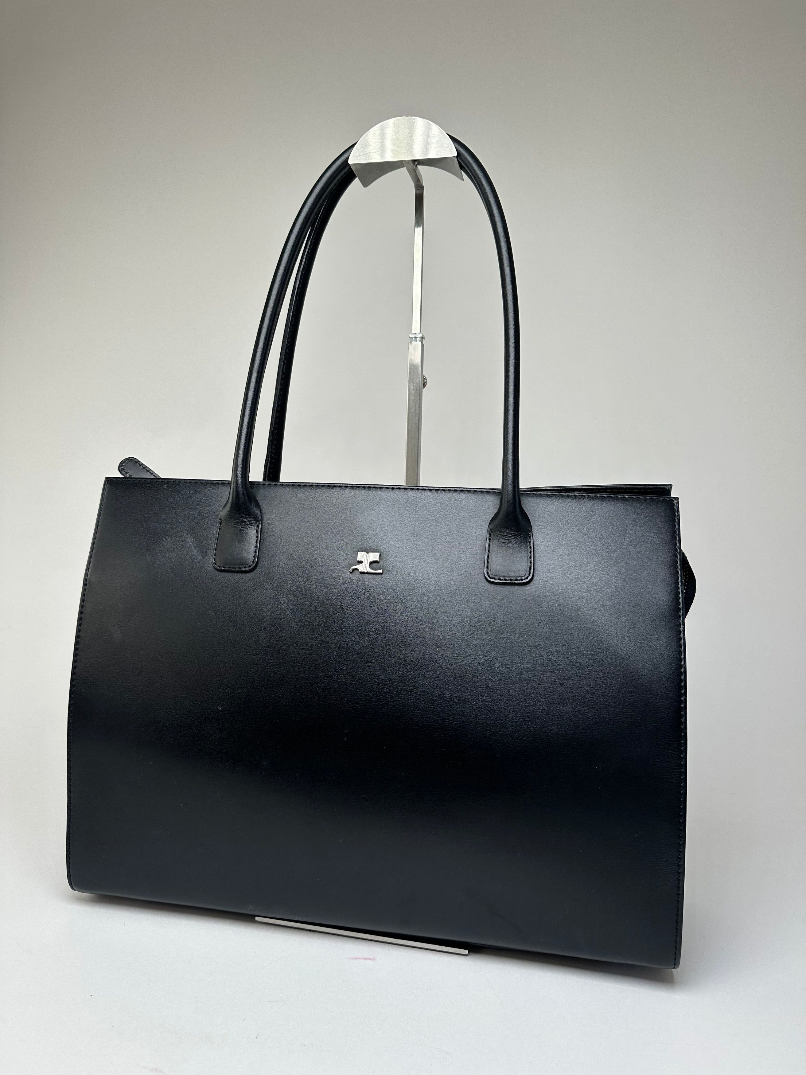 Courreges Vintage Courrèges Structured Leather Shoulder Tote Black Size ONE SIZE - 1 Thumbnail