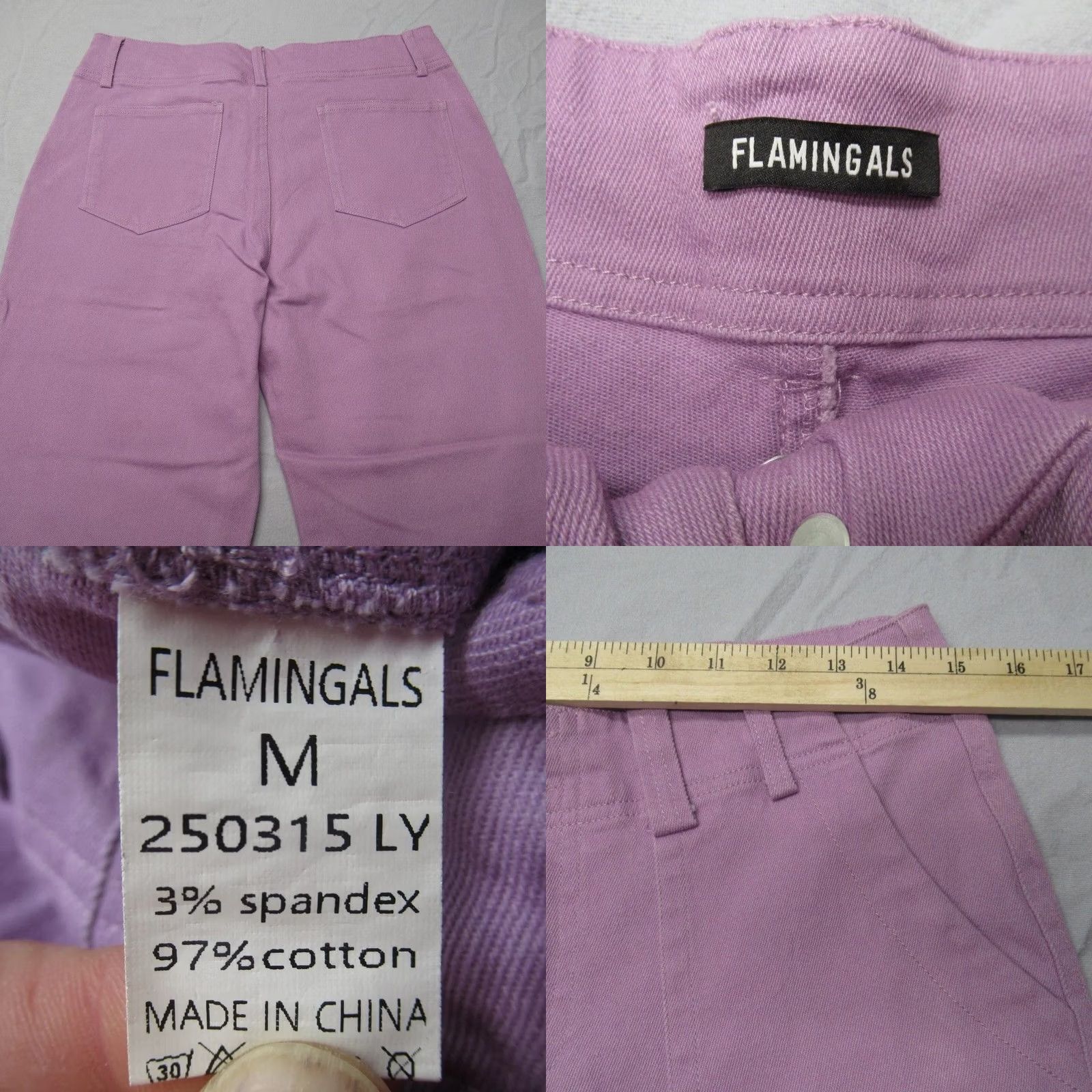 Vintage Flamingas Pants Womens Medium Purple 29x32 Baggy Wide Leg Stretch Square Pockets Size 32" / US 10 / IT 46 - 8 Thumbnail