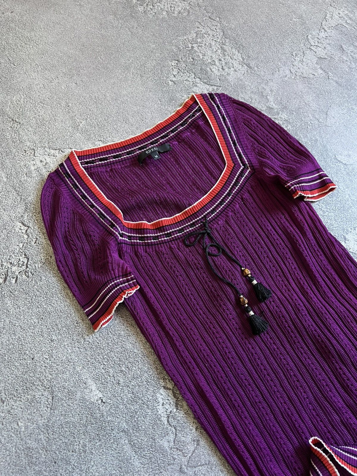 Gucci Gucci Purple Knit Top Short Sleeve Size M Blouse T Shirt Size M / US 6-8 / IT 42-44 - 2 Thumbnail