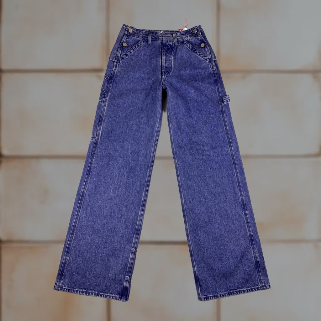 Vintage Laurence Bras Pants Women 25x30 Denim Jeans Wide-Leg Button Closure Blue Carpenter Regular Inseam 30 Womens Buttons Vintage No Size 42" / US 20 - 1 Thumbnail