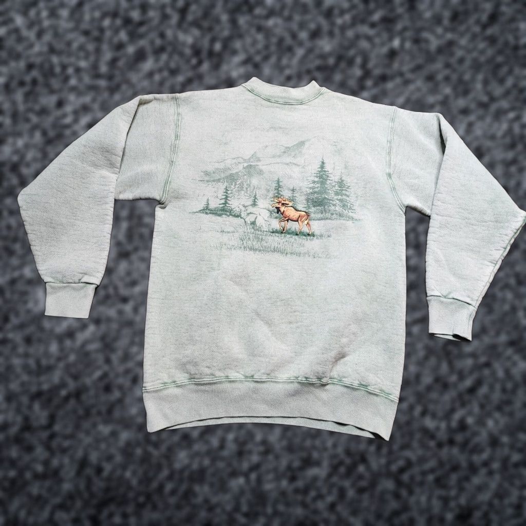 Vintage Vintage Dallas Alice Mens Crewneck Sweatshirt - Forest Green Moose Animal Graphic Fleece Pullover M Size US M / EU 48-50 / 2 - 1 Thumbnail
