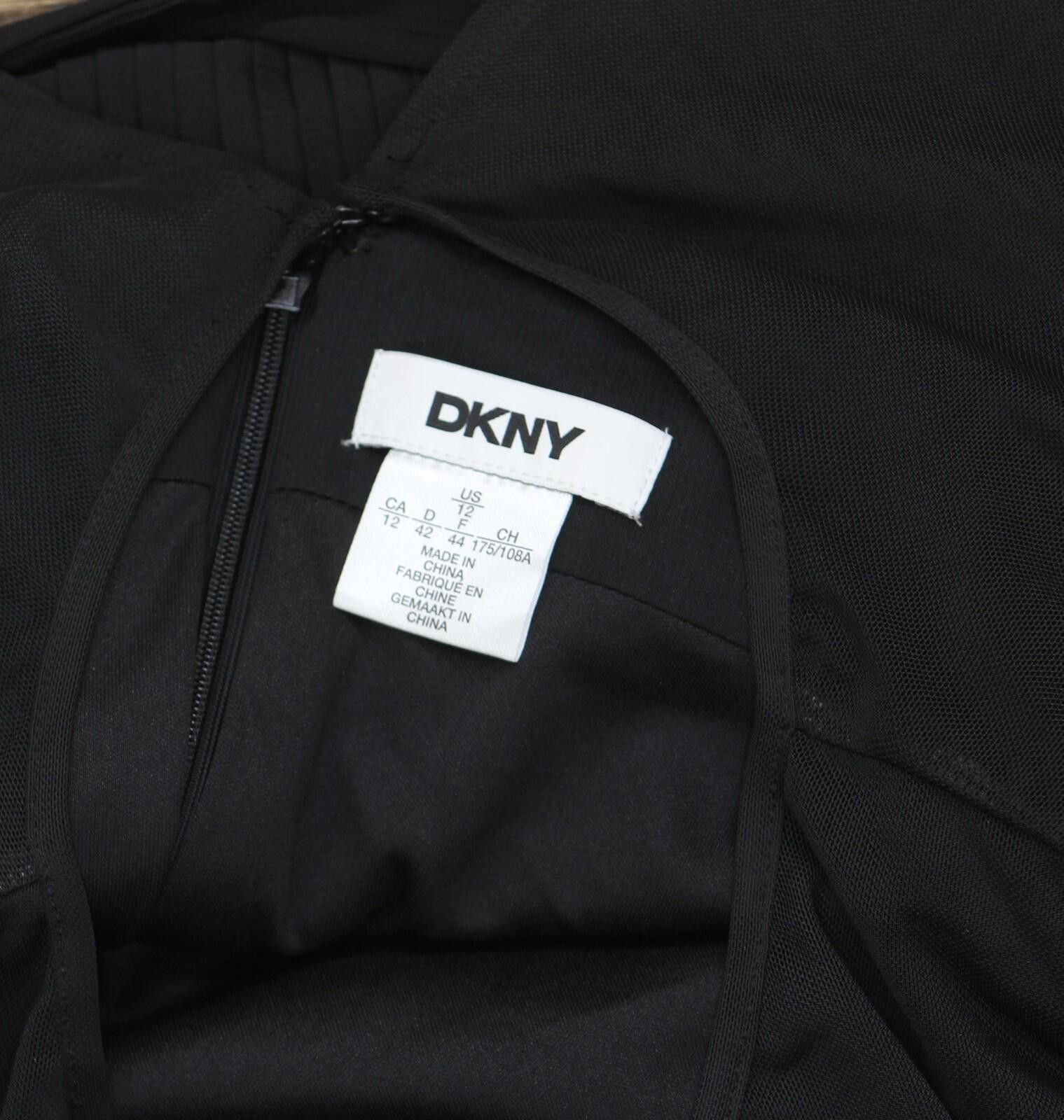 DKNY Dkny Womens Tie Waist Illusion Mesh Dress Dd4ki694 Black 12 Size XL / US 12-14 / IT 48-50 - 3 Thumbnail