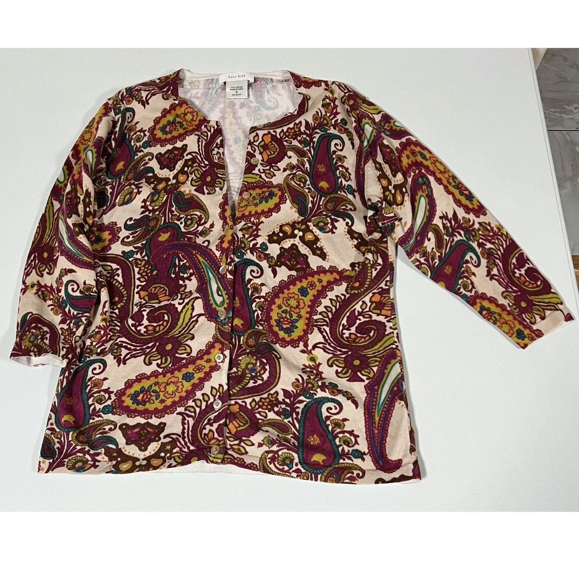 Kate Spade Kate Hill Paisley Boho Sweater Cardigan Top Blouse Size S 🤎✨ Size S / US 4 / IT 40 - 2 Thumbnail