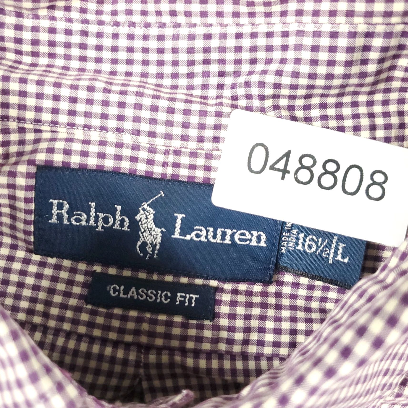 Ralph Lauren Ralph Lauren Dress Shirt Mens 16.5 Purple Check Long Sleeve Button-Down Regular Fit Size 42R - 7 Thumbnail