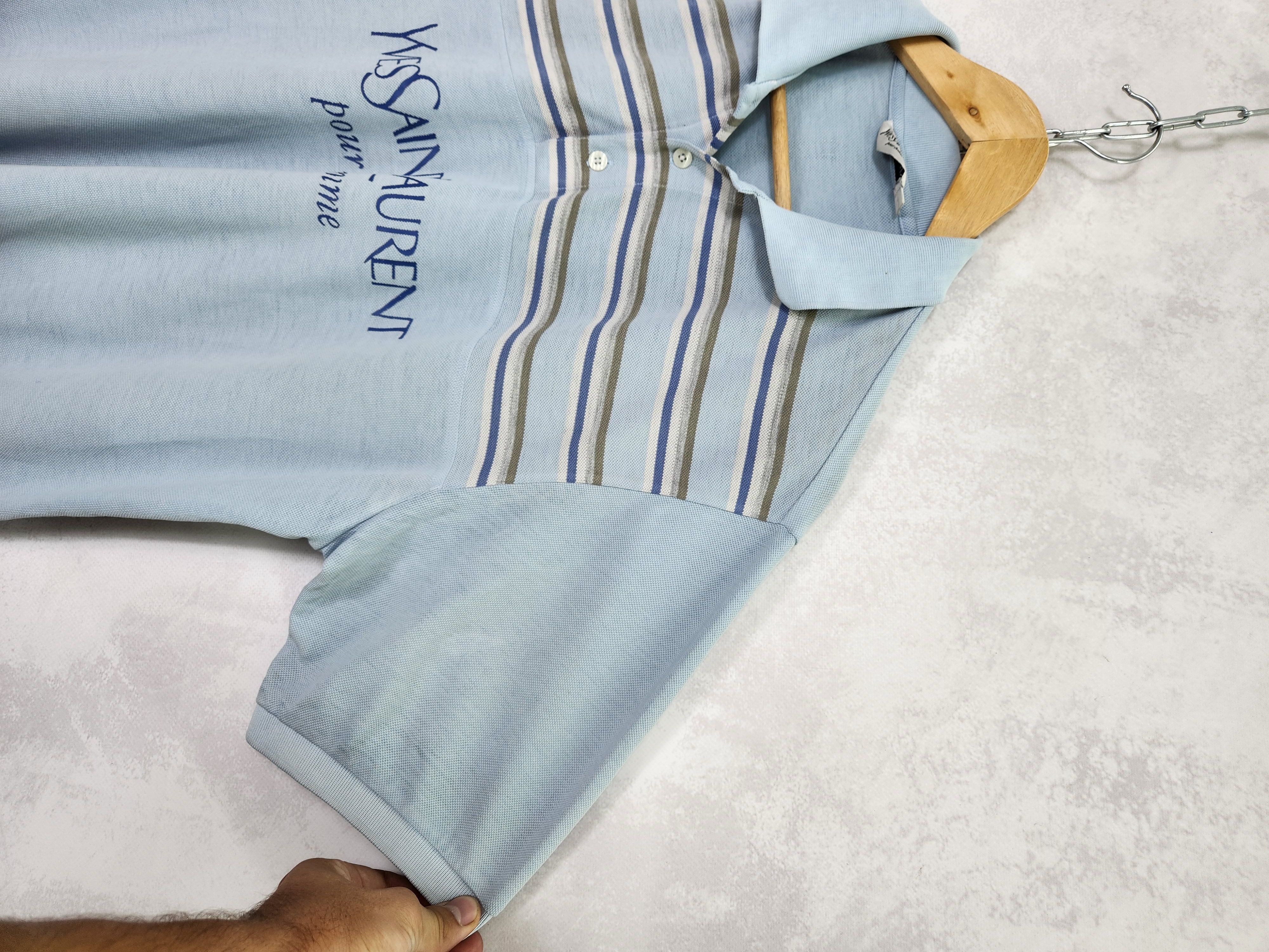 Vintage 90s Vintage Yves Saint Laurent YSL blue Polo T-Shirt Size US L / EU 52-54 / 3 - 6 Thumbnail