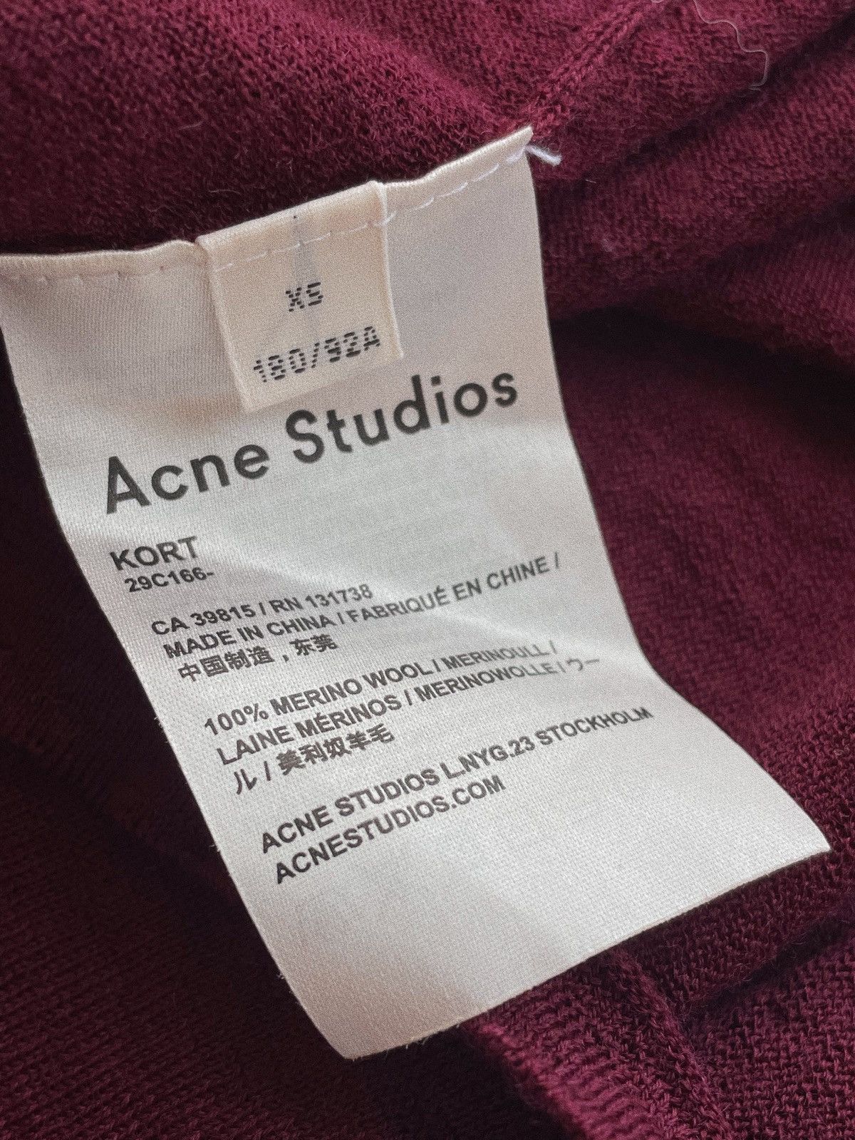 Acne Studios Acne Studios “Kurt” Burgundy Merino Sweater Size XS / US 0-2 / IT 36-38 - 11 Thumbnail