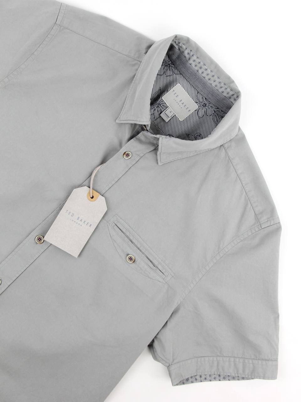 Ted Baker TED BAKER Grey cotton shirt with short sleeves Size US M / EU 48-50 / 2 - 6 Thumbnail
