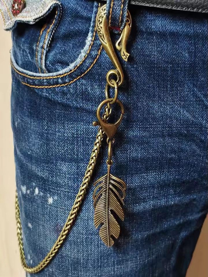 Jean 5mm snake chain Feather pendant Pants Chain Size ONE SIZE - 2 Thumbnail