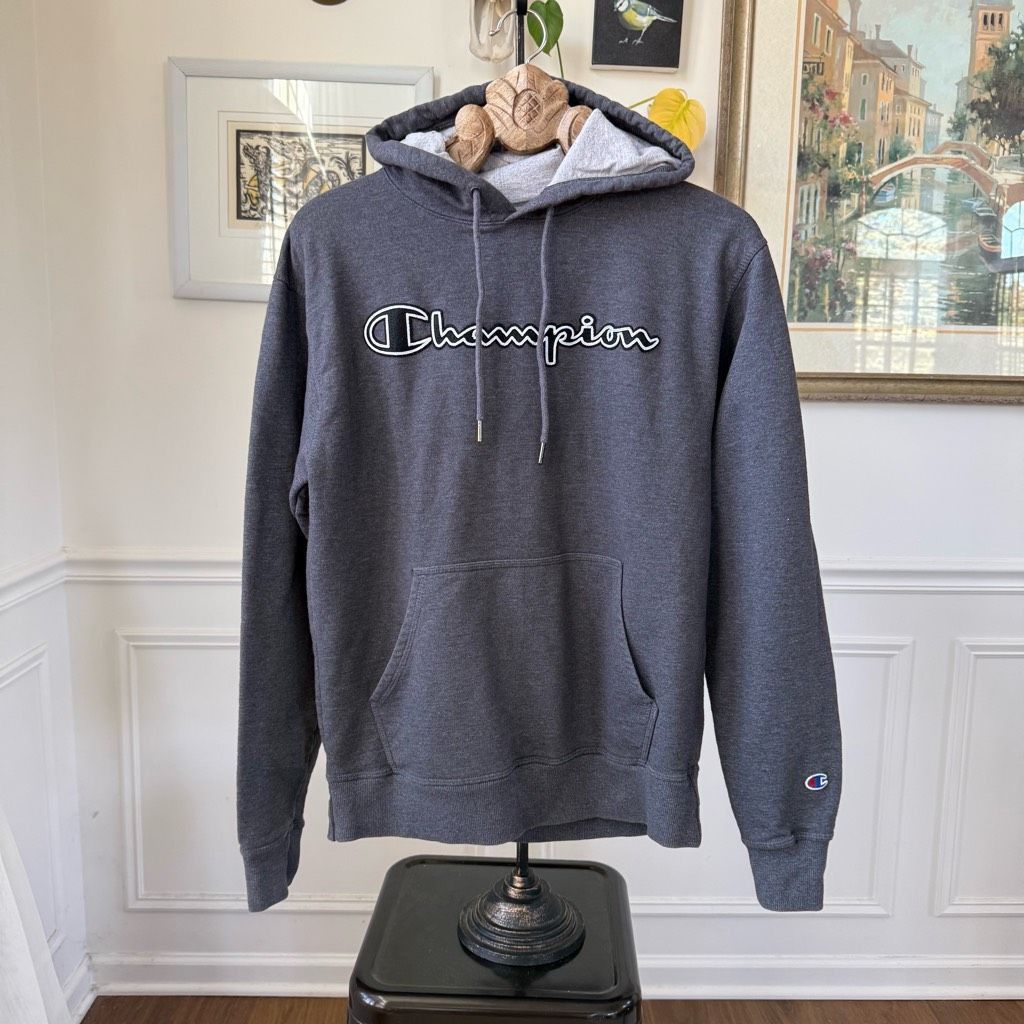 Champion Champion Charcoal Grey Appliqué Embroidered Hoodie M Size US M / EU 48-50 / 2 - 2 Thumbnail