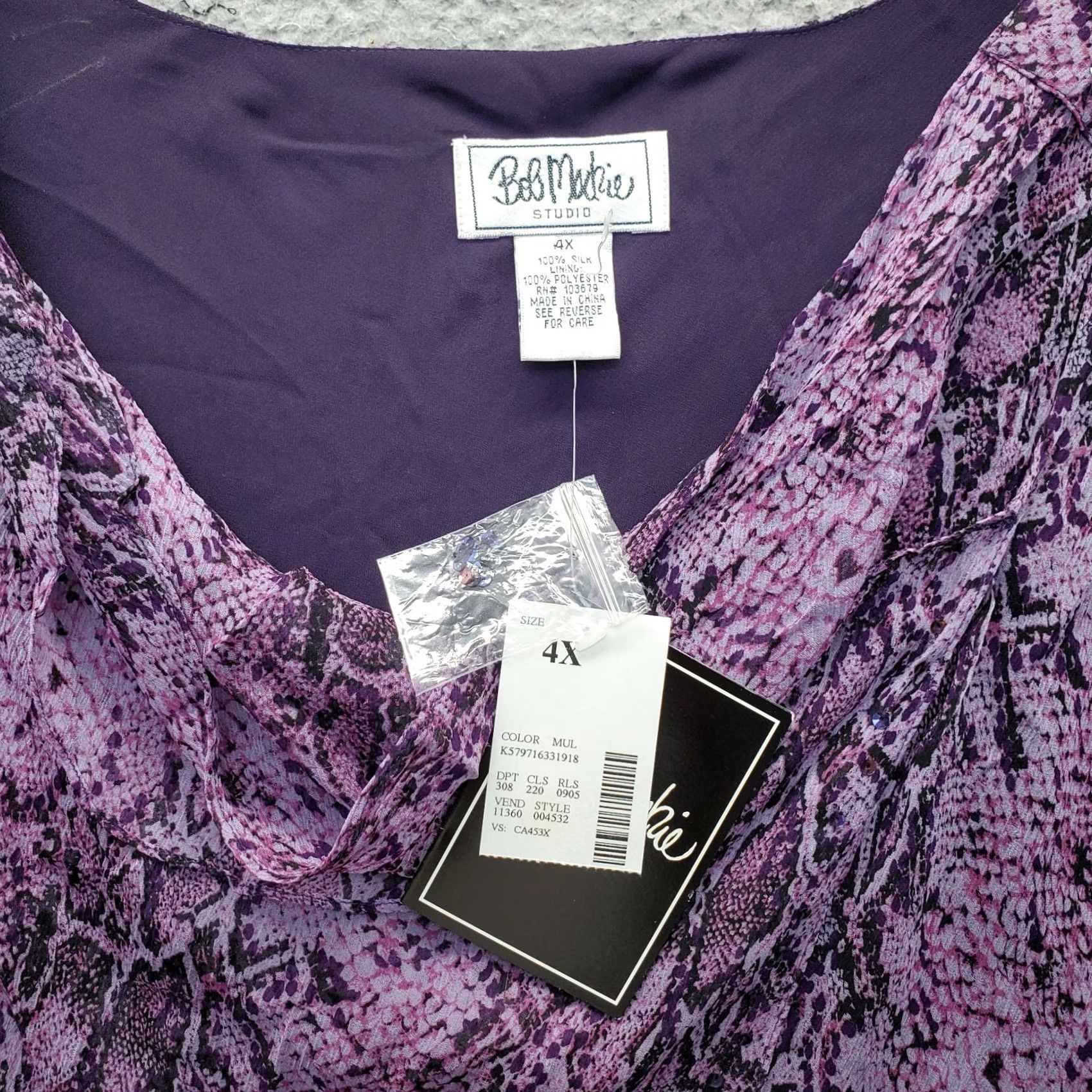 Bob Mackie Bob Mackie Silk Tunic Top Womens 4X Multi Animal Print Sequin Shoulder Pullover Size XXL / US 16-18 / IT 52-54 - 5 Thumbnail