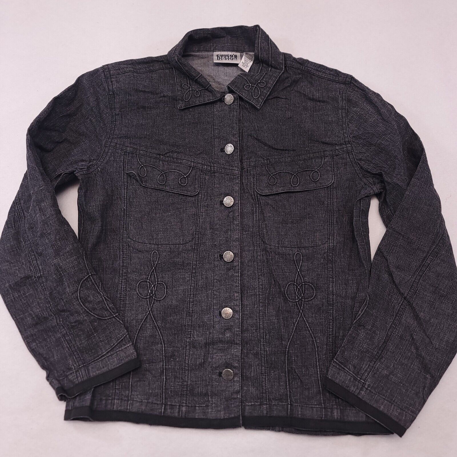 Chicos Chicos Design Button Up Denim Shirt Womens Size 0 Black Size XS / US 0-2 / IT 36-38 - 2 Thumbnail
