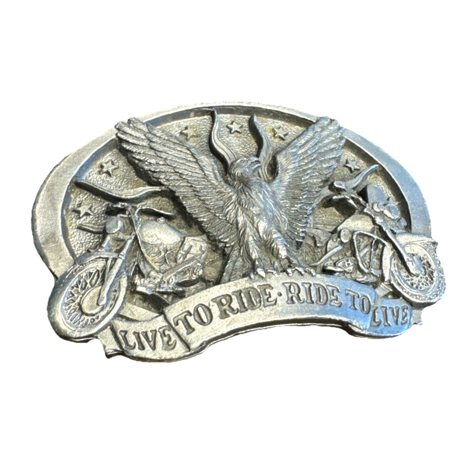 Vintage VINTAGE 1991 Motorcycle Biker Live to Ride Bald Eagle C+J 3D Belt Buckle USA Size ONE SIZE - 2 Thumbnail