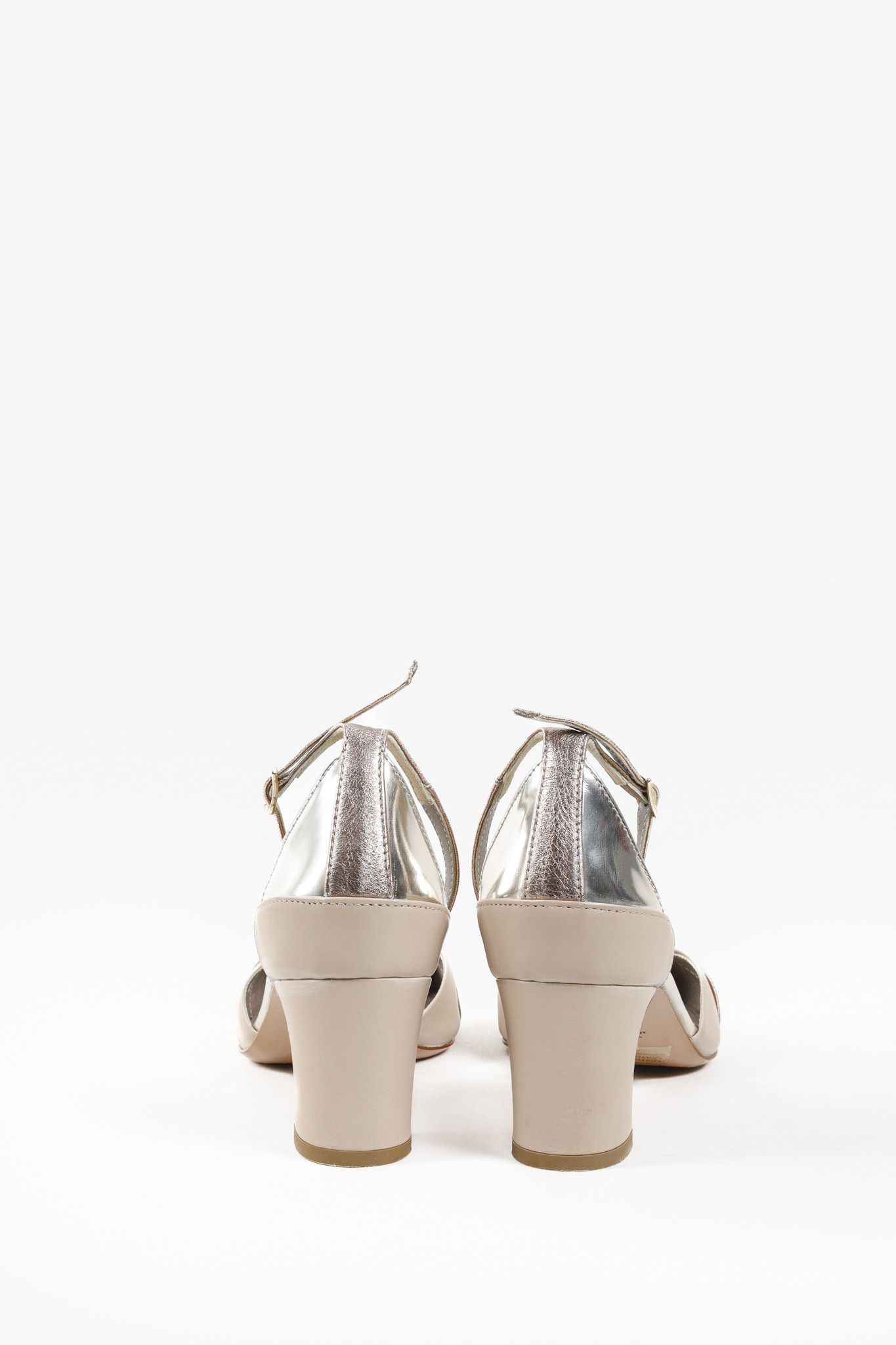 AGL AGL Beige Rose Gold Silver Ankle Strap Block Heels Size US 9.5 / IT 39.5 - 3 Thumbnail
