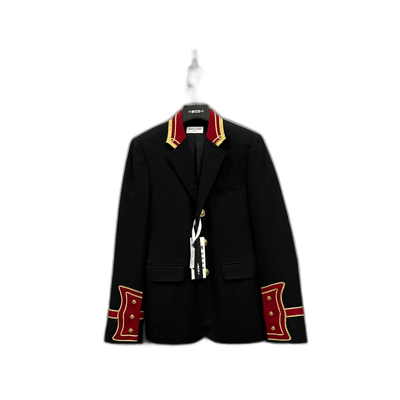 Saint Laurent Black Red Gold Stripe Blazer