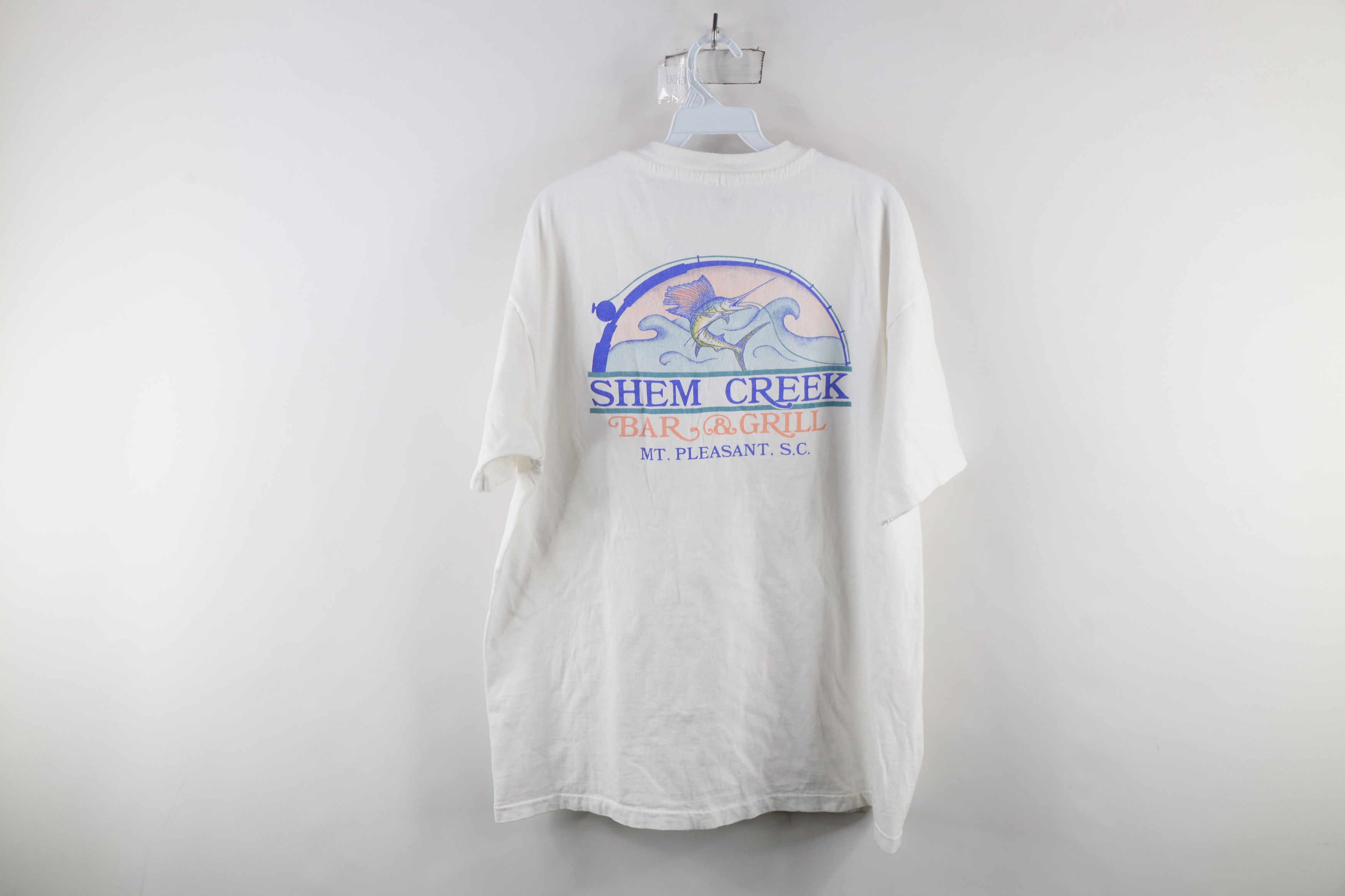 Vintage Vintage 90s Shem Creek Bar & Grill Pocket T-Shirt White USA Size US XL / EU 56 / 4 - 8 Thumbnail