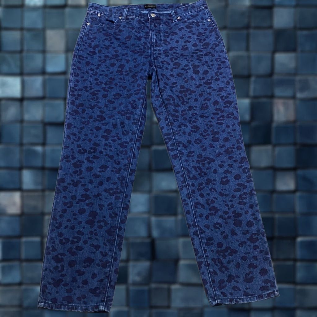 Talbots Talbots Jeans Slim 10 Blue Denim Leopard Print Straight High Rise Women 10 Jeans pants Size 32" / US 10 / IT 46 - 1 Thumbnail