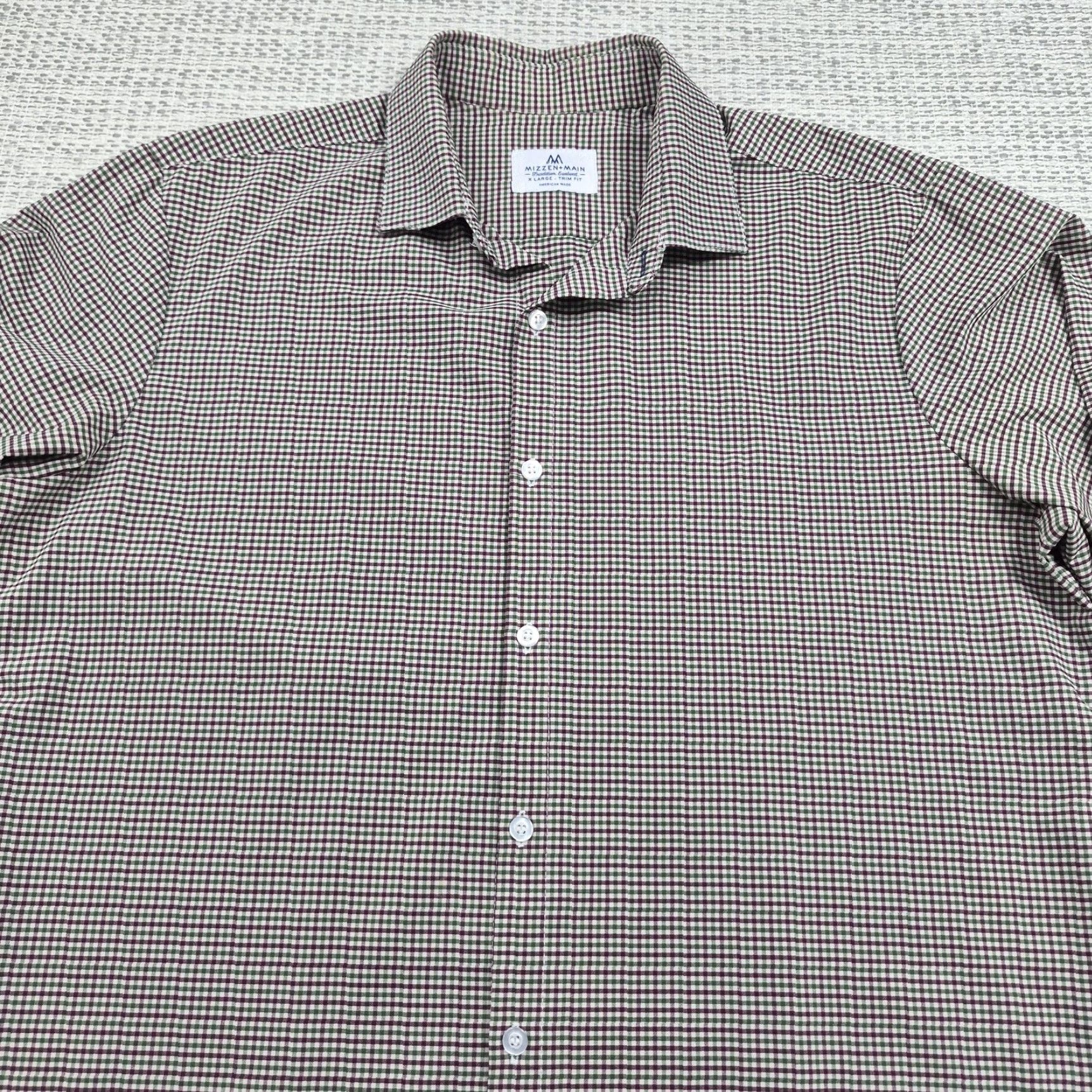 Mizzen+Main Mizzen+Main Button Up Shirt Mens XL Gingham Trim Fit Stretch Dress USA Made Size 46R - 4 Thumbnail