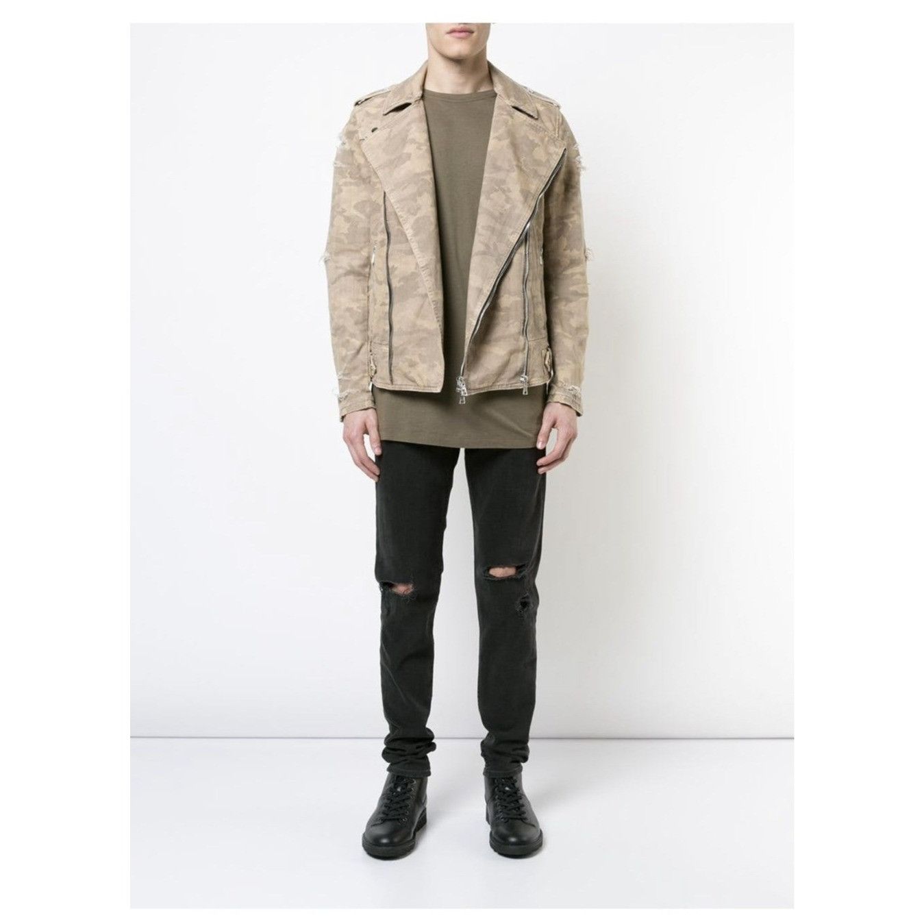 Balmain Balmain Destroyed Camouflage Print Biker Jacket Size US M / EU 48-50 / 2 - 10 Thumbnail