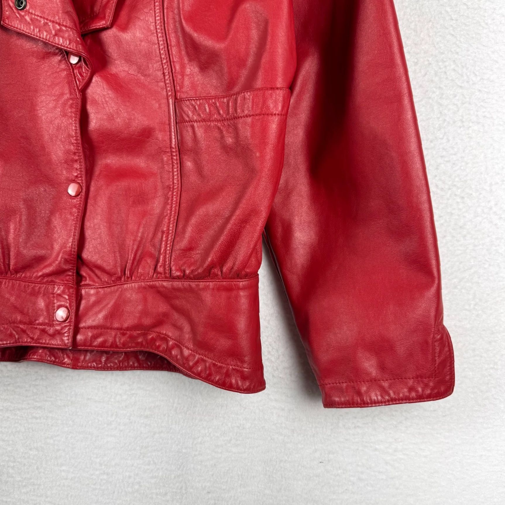 Vintage VINTAGE Wilsons Leather Motorcycle Jacket Womens Small Red Leather Moto 80s 90s Size S / US 4 / IT 40 - 4 Thumbnail