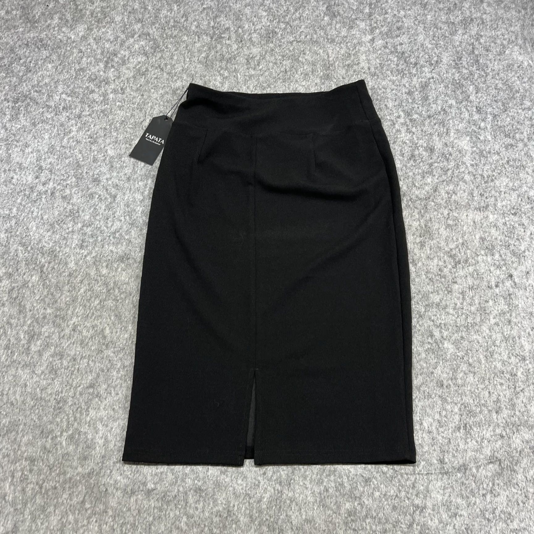 Vintage TAPATA Skirt Womens M Black Pencil Knee Length Stretch Pull On Workwear Office Size 32" / US 10 / IT 46 - 2 Thumbnail