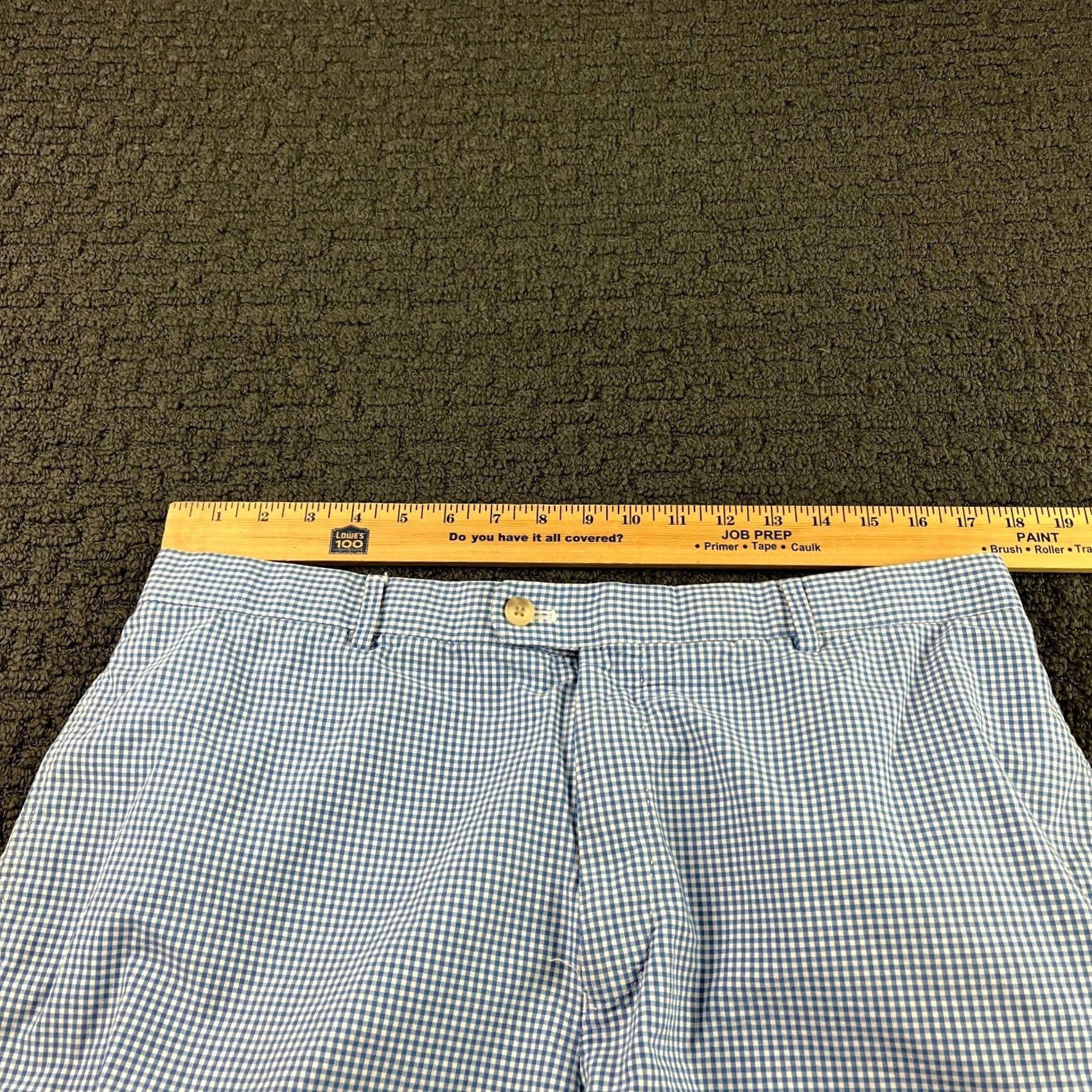 Peter Millar Peter Millar Shorts Mens Size 38 Blue Gingham Plaid Cotton Flat Front Chino Casual Java? Size US 38 / EU 54 - 6 Thumbnail